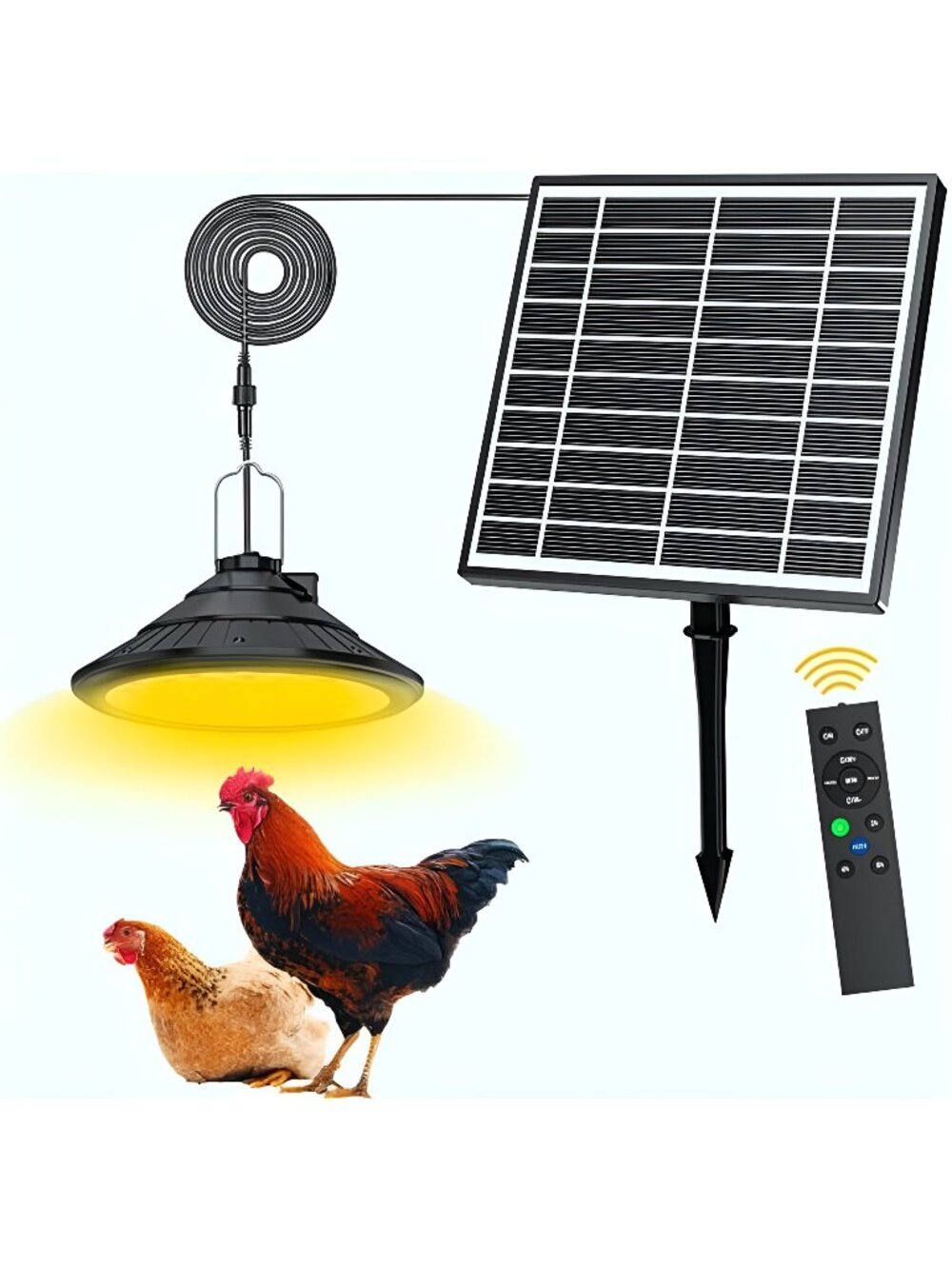 Solar Chicken Coop Light with Timer | 3-Color Dimmable LED, IP66 Waterproof